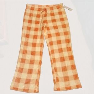 Fuzzy Pajama Pants XL Pink and white checkered